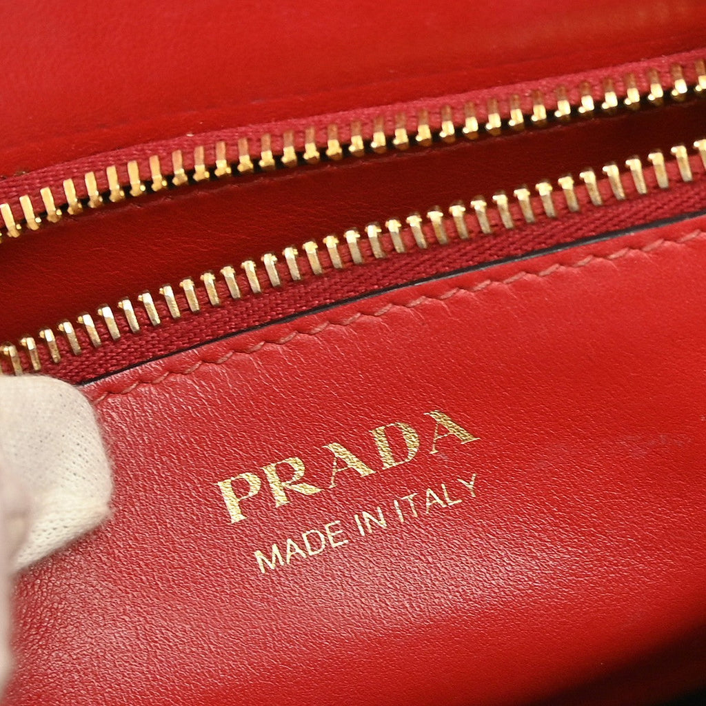 Prada Paradigme Tote Saffiano With City Calf Red Leather Handbag