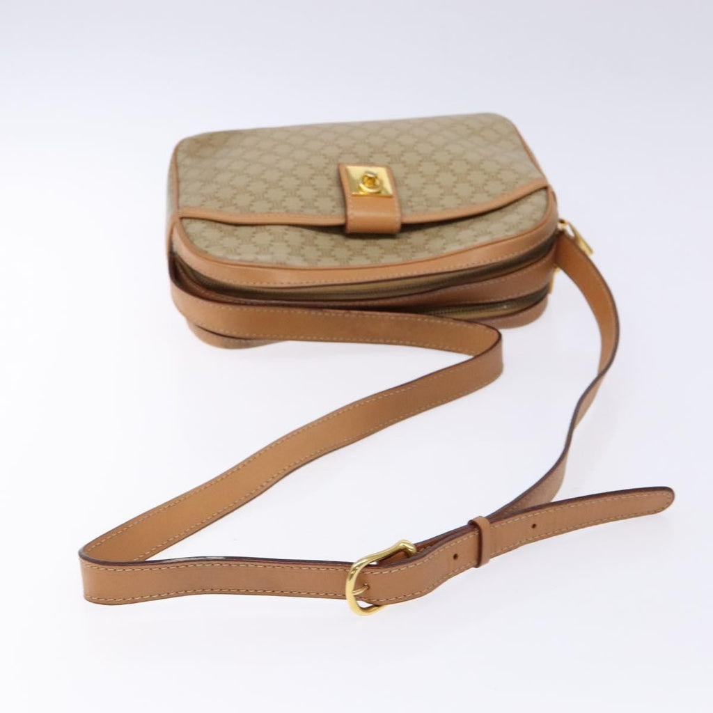 Celine Vintage Macadam Shoulder Bag Canvas And Leather Beige Canvas Bag