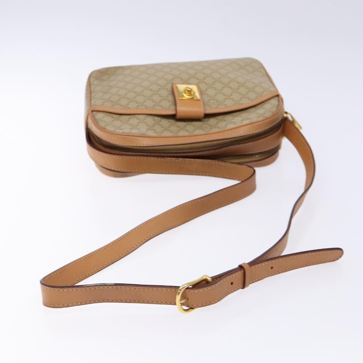 Celine Vintage Macadam Shoulder Bag Canvas And Leather Beige Canvas Bag