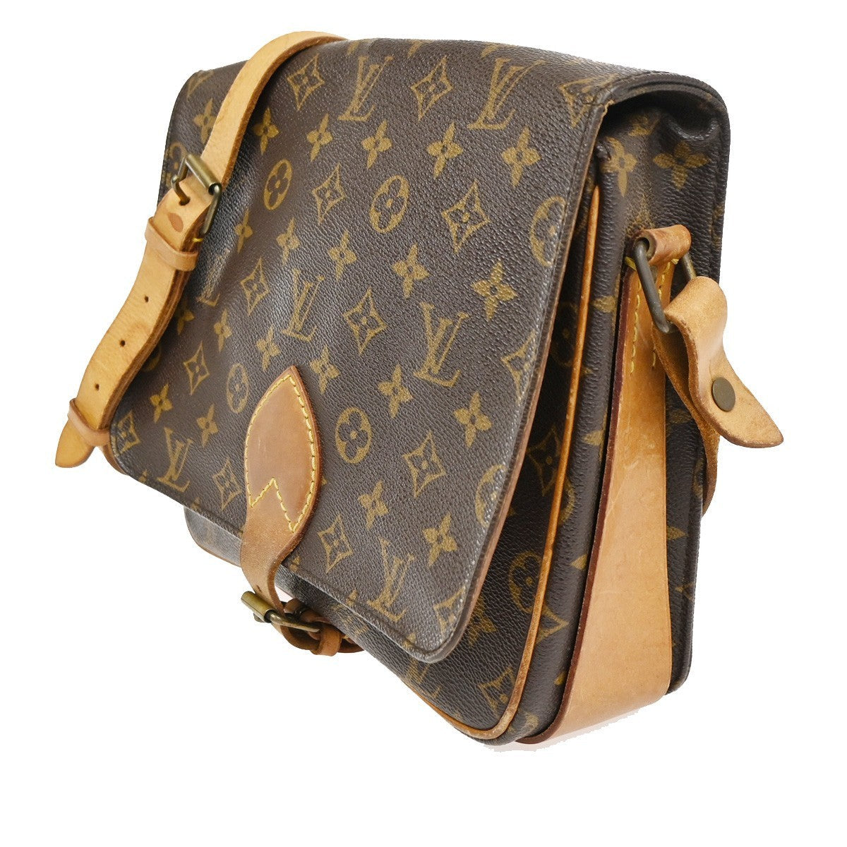Louis Vuitton Cartouchiere Handbag Monogram Canvas Brown Canvas Shoulder Bag