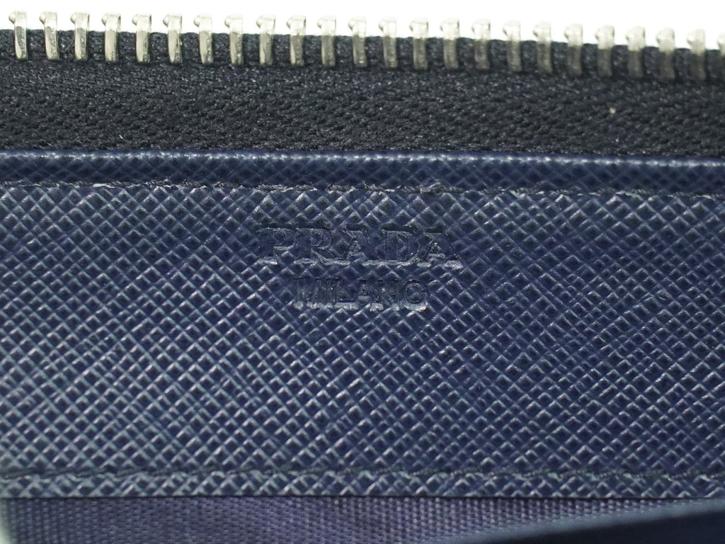 Prada Saffiano Wallet Leather Navy Leather Wallets Accessory