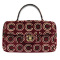 Chanel Cc Top Handle Bag Coco Print Velvet Burgundy Velvet Handbag