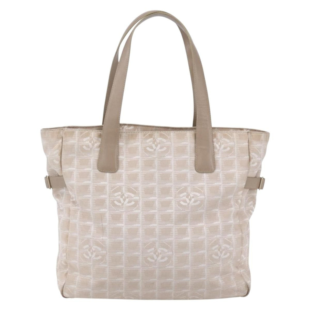 Chanel Travel Line Tote Nylon Beige Nylon Tote Bag Bag