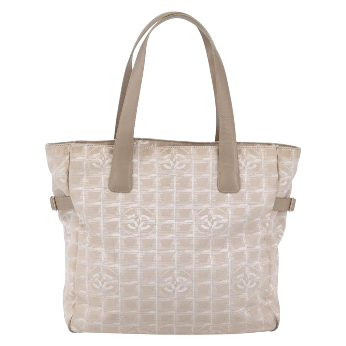 Chanel Travel Line Tote Nylon Beige Nylon Tote Bag Bag