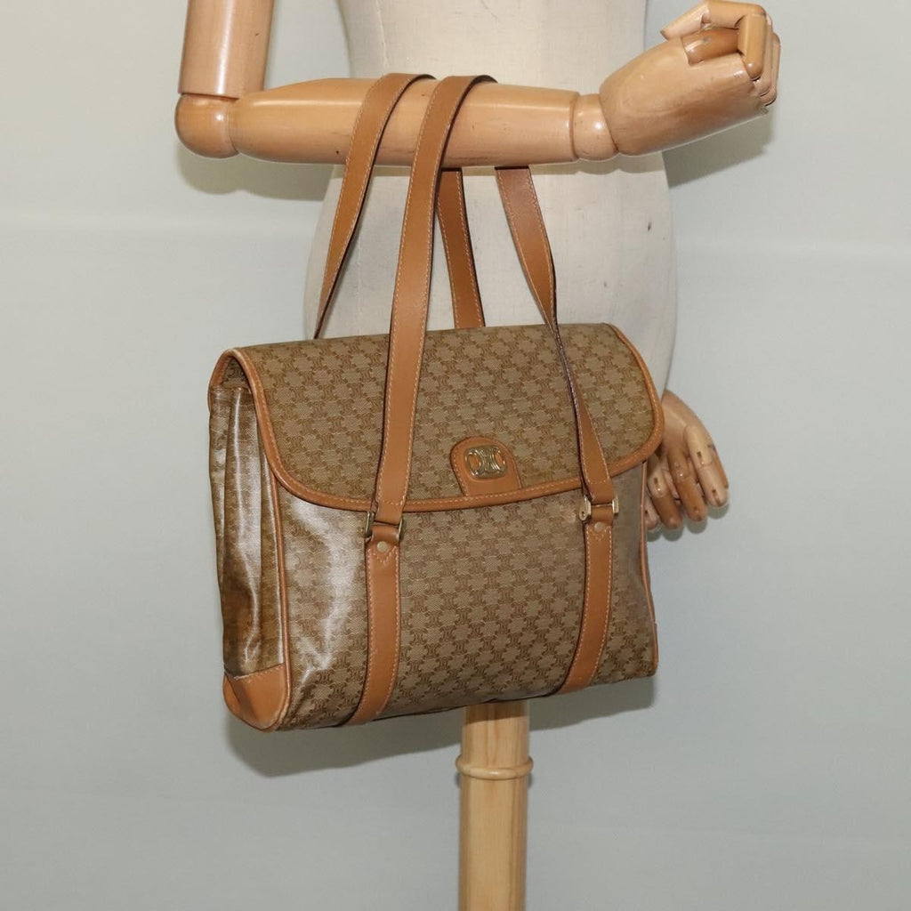 Celine Vintage Macadam Handbag Canvas Beige Canvas Bag