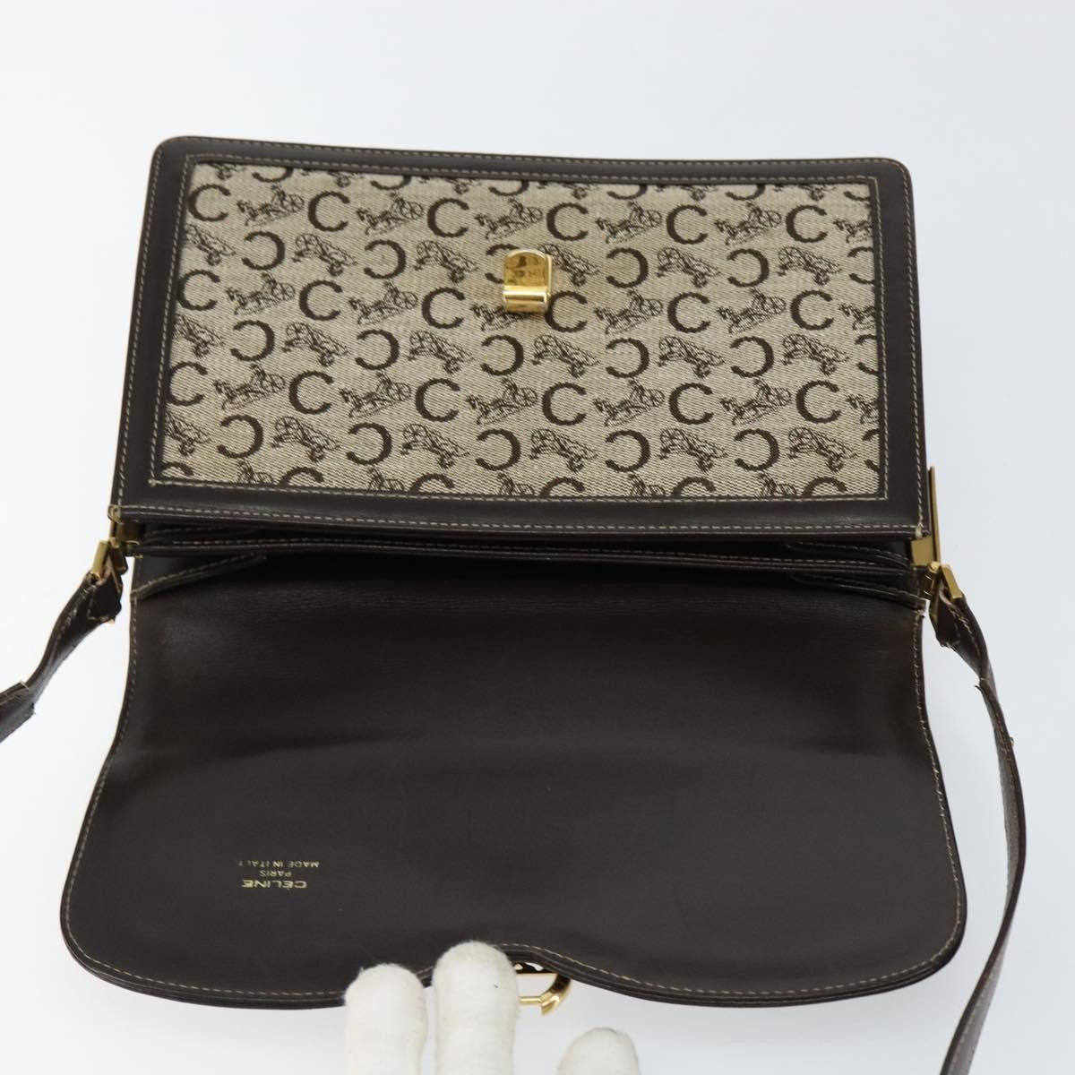 Celine C Sulky Shoulder Bag Canvas And Leather Brown Canvas Shoulder Bag Bag