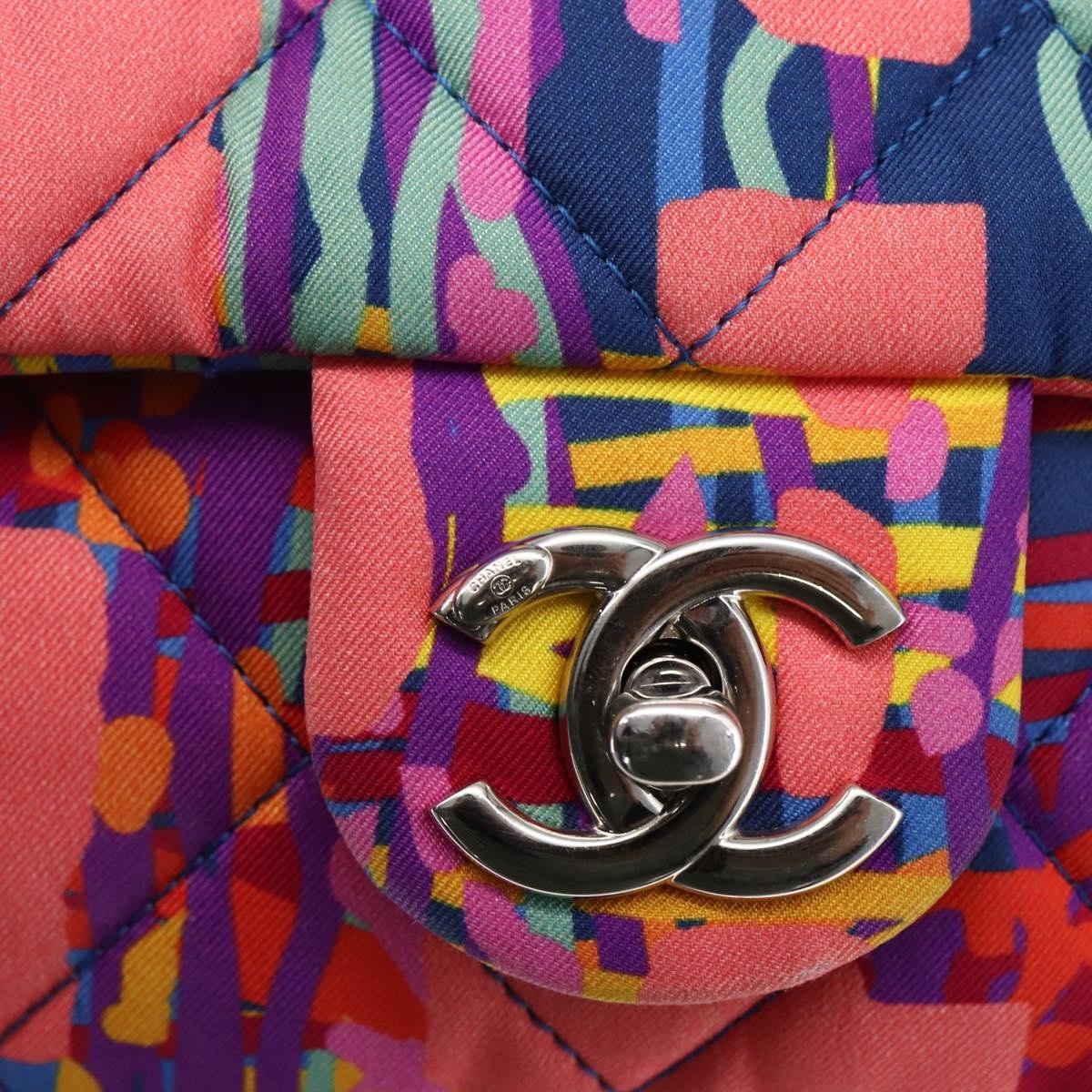 Chanel Cc Pocket Backpack Quilted Printed Foulard Multicolour Nylon Backpack Bag