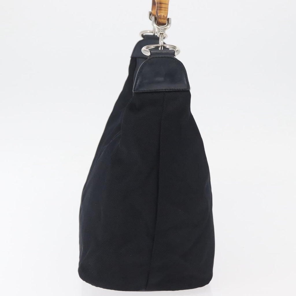Gucci Vintage Bamboo Hobo Nylon Navy Nylon Shoulder Bag Bag (Pre-Owned)