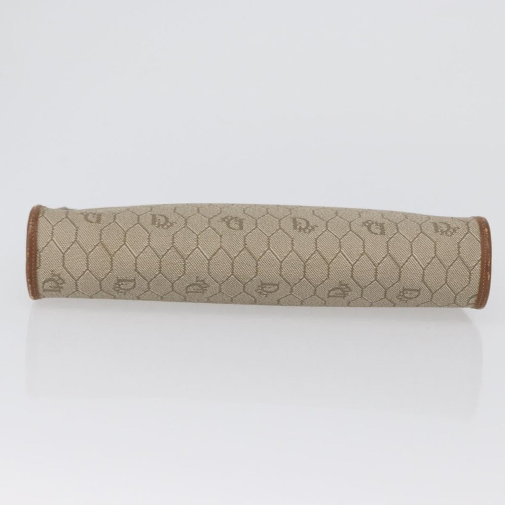 Christian Dior Vintage Honeycomb Zip Pouch Canvas And Leather Beige Canvas Clutche & Pouche Bag (Pre-Owned)