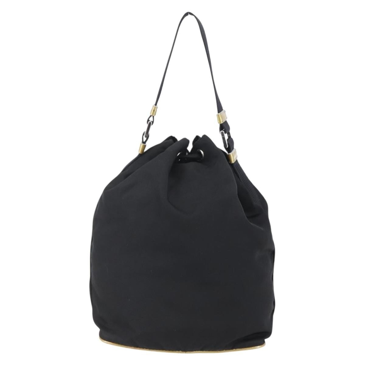 Prada Duet Drawstring Bucket Bag Tessuto Black Nylon Bag