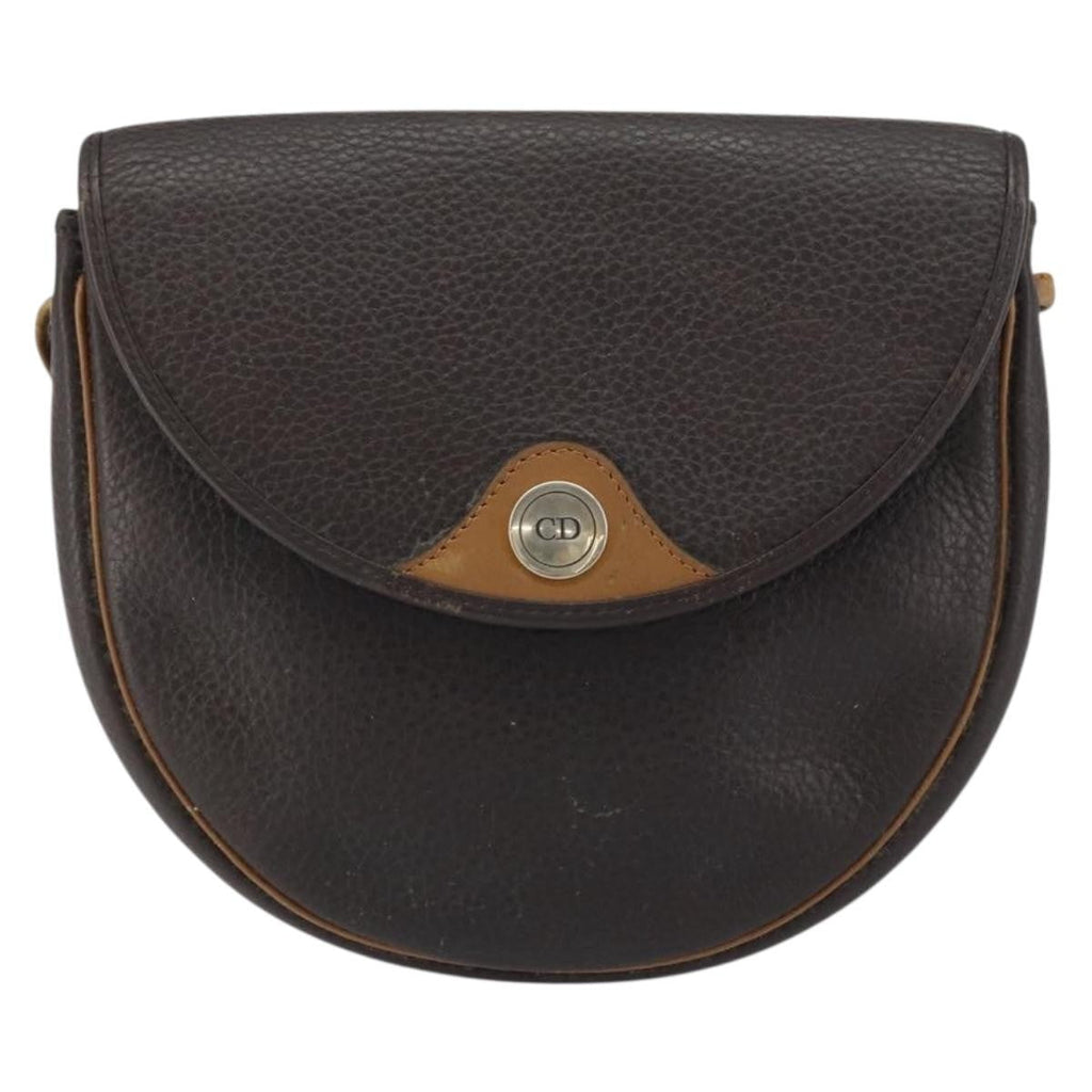 Christian Dior Vintage Cd Flap Shoulder Bag Leather Brown Leather Shoulder Bag Bag (Pre-Owned)