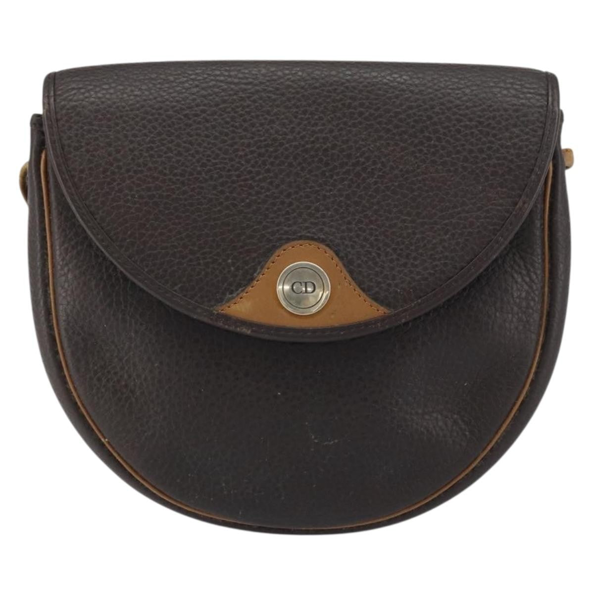Christian Dior Vintage Cd Flap Shoulder Bag Leather Brown Leather Shoulder Bag Bag (Pre-Owned)