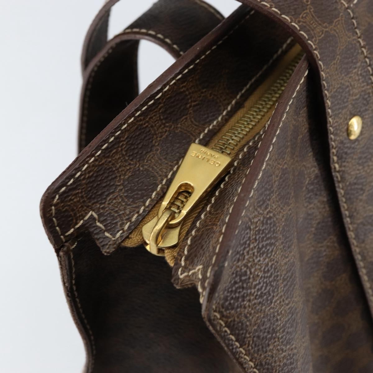 Celine Vintage Macadam Tote Bag Canvas Brown Canvas Tote Bag Bag