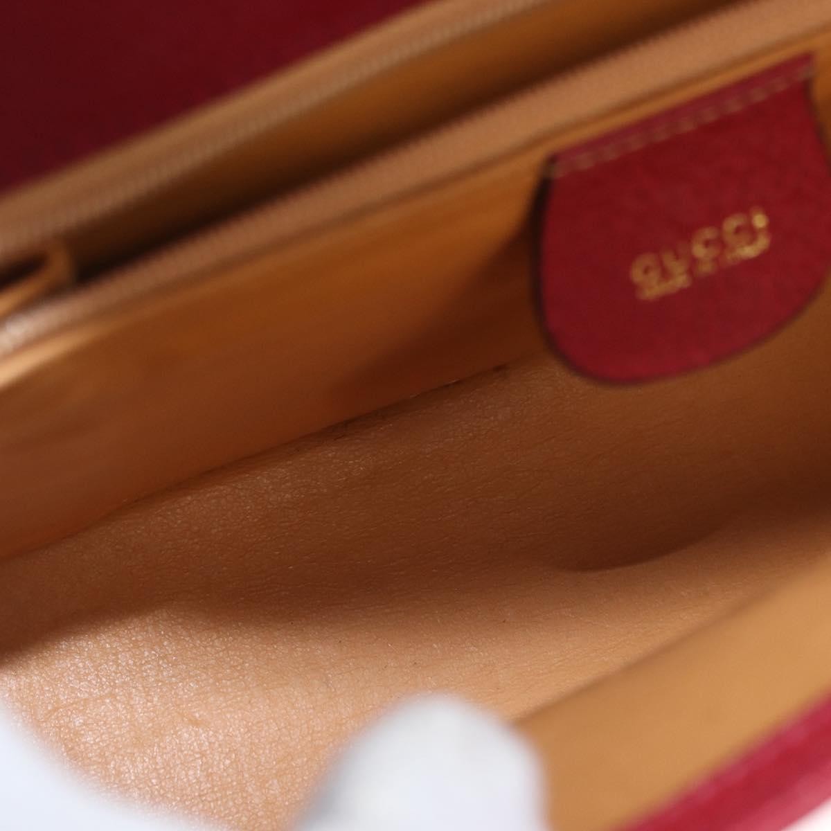 Gucci Vintage Bamboo Handle Bag Leather Red Leather Handbag (Pre-Owned)