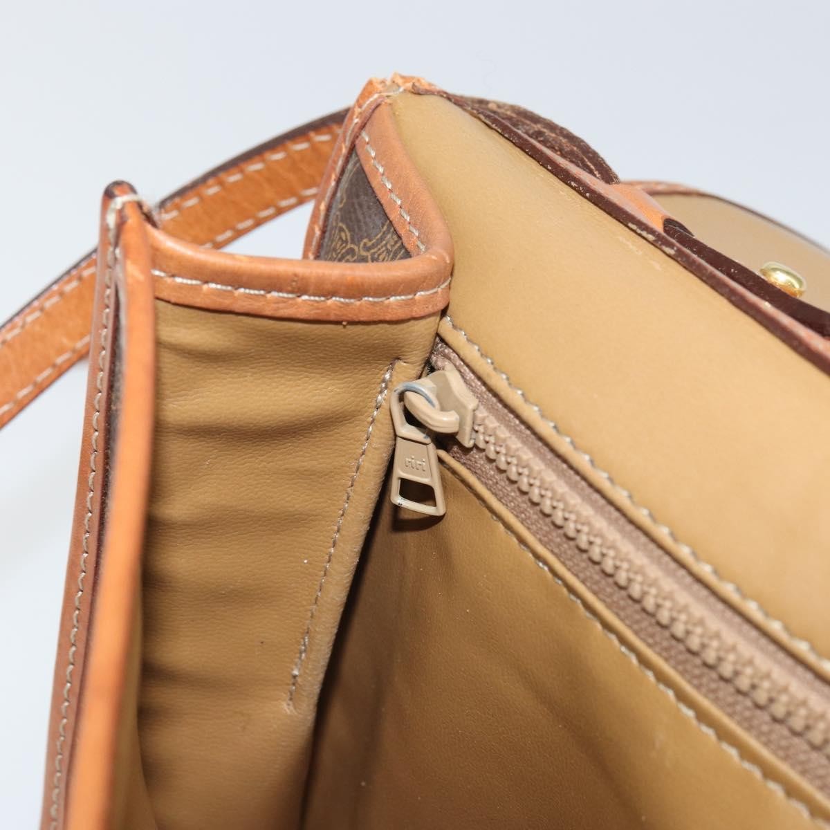Celine Vintage Macadam Shoulder Bag Canvas And Leather Brown Canvas Shoulder Bag Bag