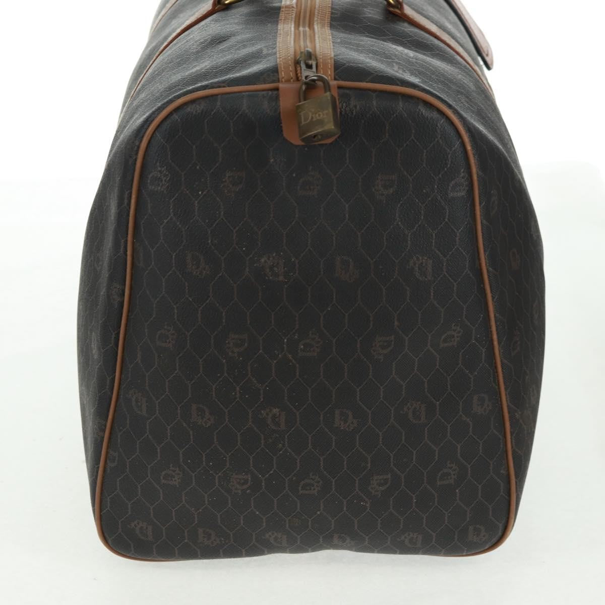 Christian Dior Vintage Honeycomb Boston Bag Canvas And Leather Black Canvas Travel Bag Bag (Pre-Owned)