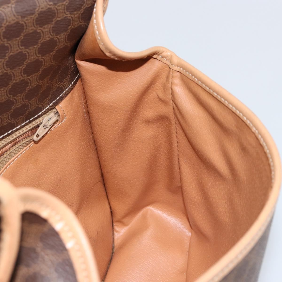 Celine Vintage Macadam Shoulder Bag Canvas And Leather Brown Canvas Shoulder Bag Bag