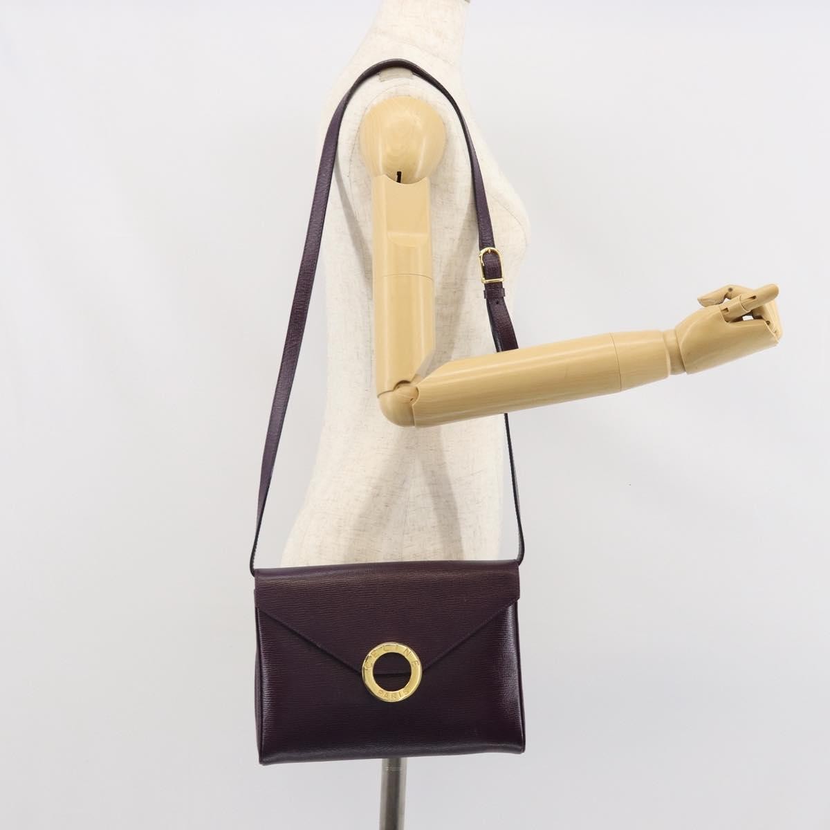 Celine Circle Logo Shoulder Bag Leather Purple Leather Shoulder Bag Bag