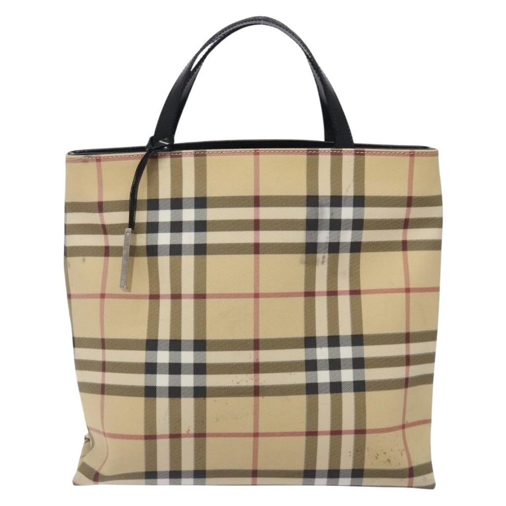 Burberry Nova Check Tote Canvas Check Pattern Beige Canvas Tote Bag