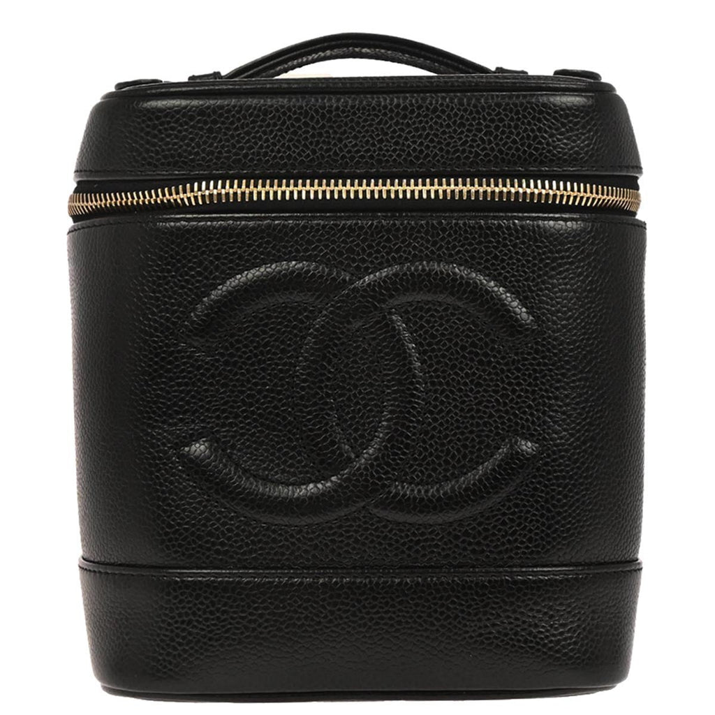 Chanel Vintage Timeless Cosmetic Case Caviar Black Leather Handbag