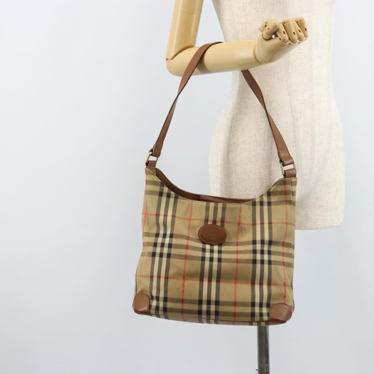 Burberry Nova Check Shoulder Bag Canvas And Leather Beige Canvas Shoulder Bag