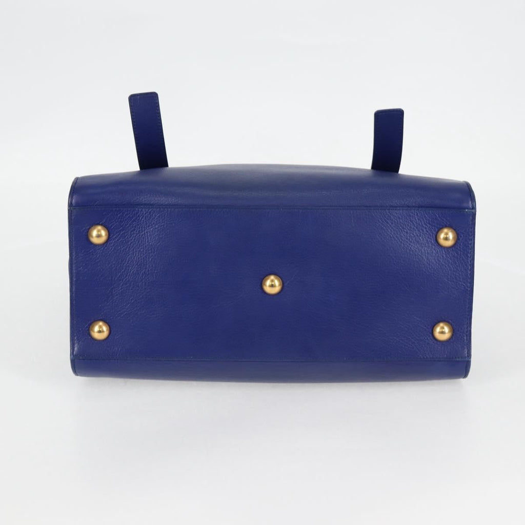 Saint Laurent Muse Two Bag Leather With Canvas Blue Leather Shoulder Bag Bag (Pre-Owned)