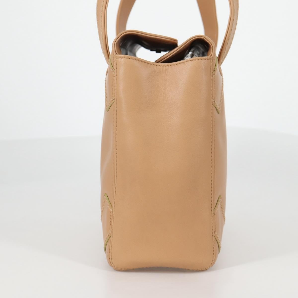 Chanel Cc Stitch Tote Lambskin Beige Leather Bag