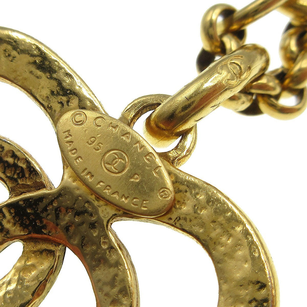 Chanel Cc Heart Pendant Necklace Metal Gold Gold_Plated Necklace Jewelry