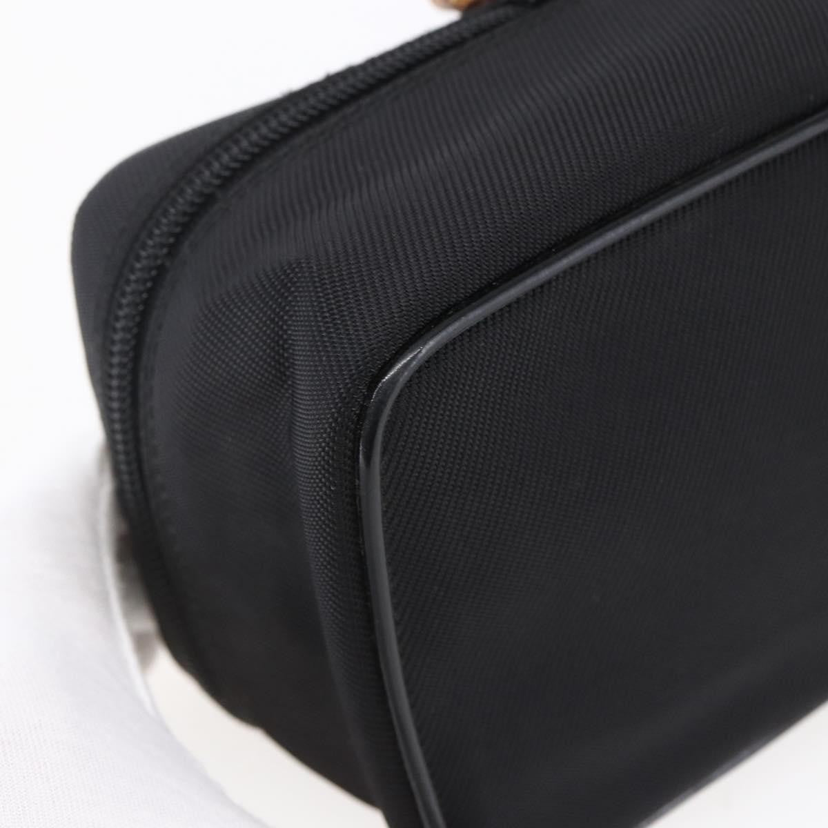 Gucci Vintage Bamboo Vanity Case Nylon Black Nylon Handbag (Pre-Owned)