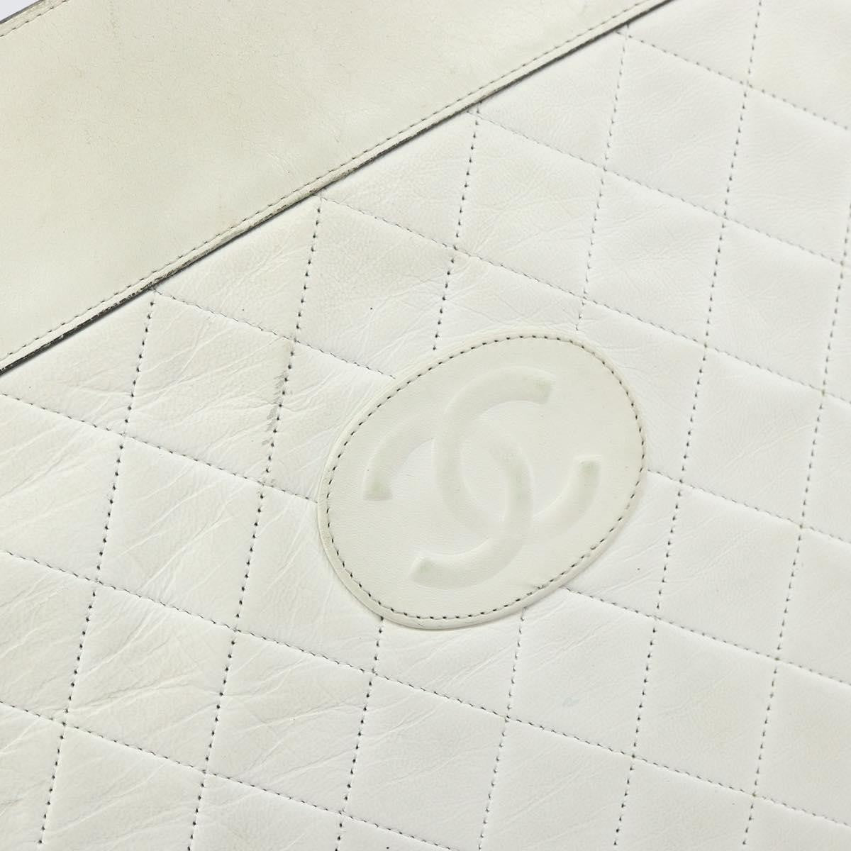 Chanel Vintage Shopper Tote Quilted Leather White Leather Tote Bag Bag