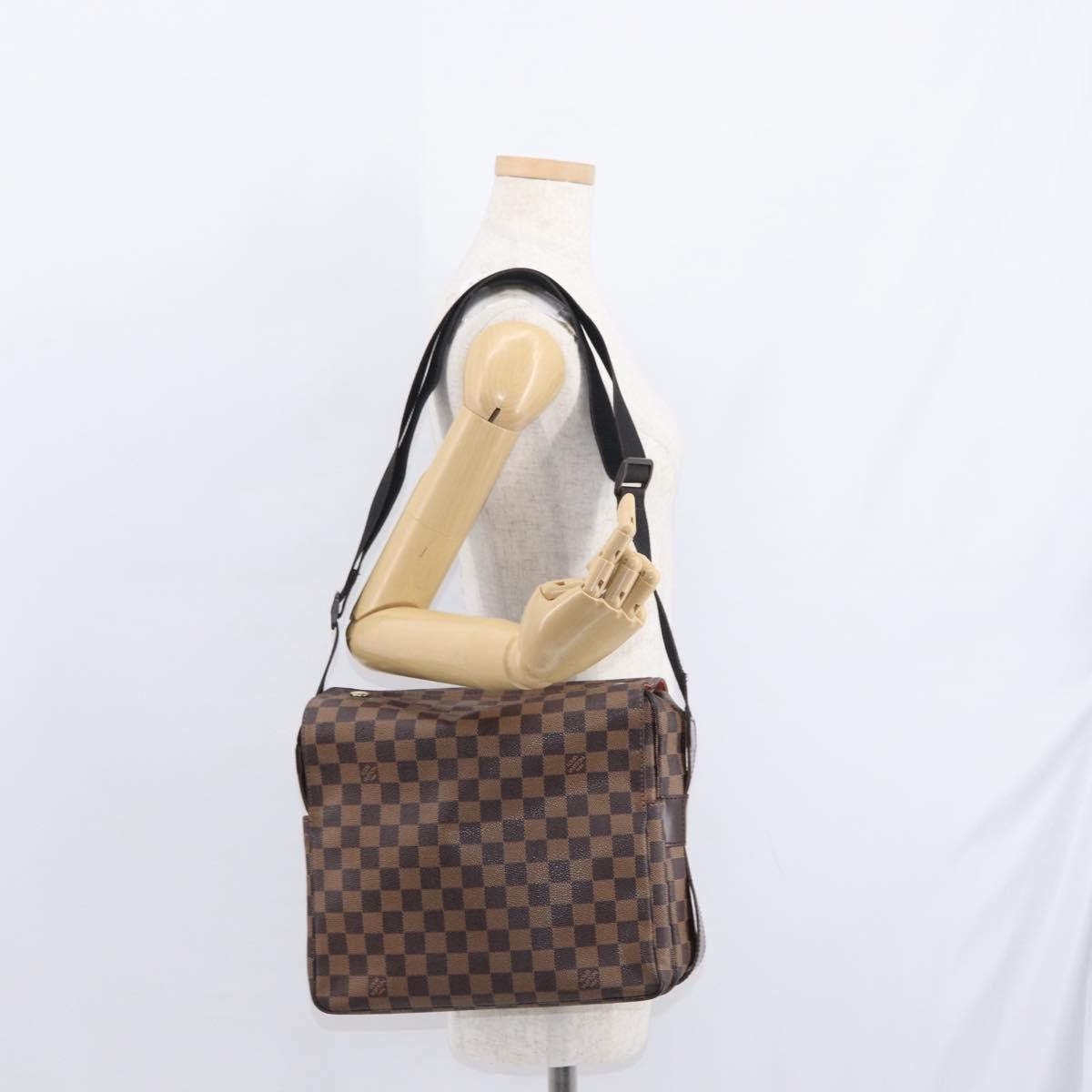 Louis Vuitton Naviglio Handbag Damier Brown Canvas Shoulder Bag