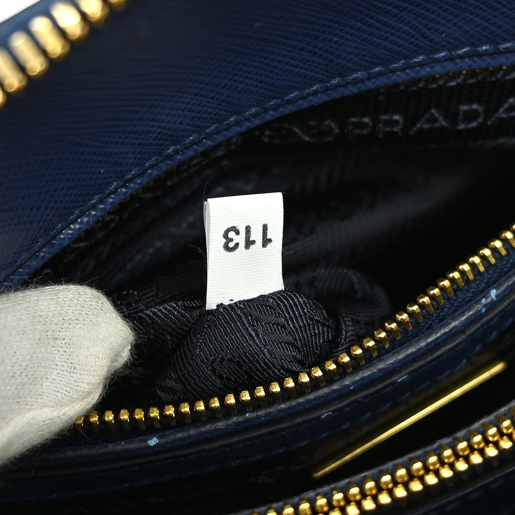 Prada Promenade Bag Saffiano Leather Blue Leather Handbag