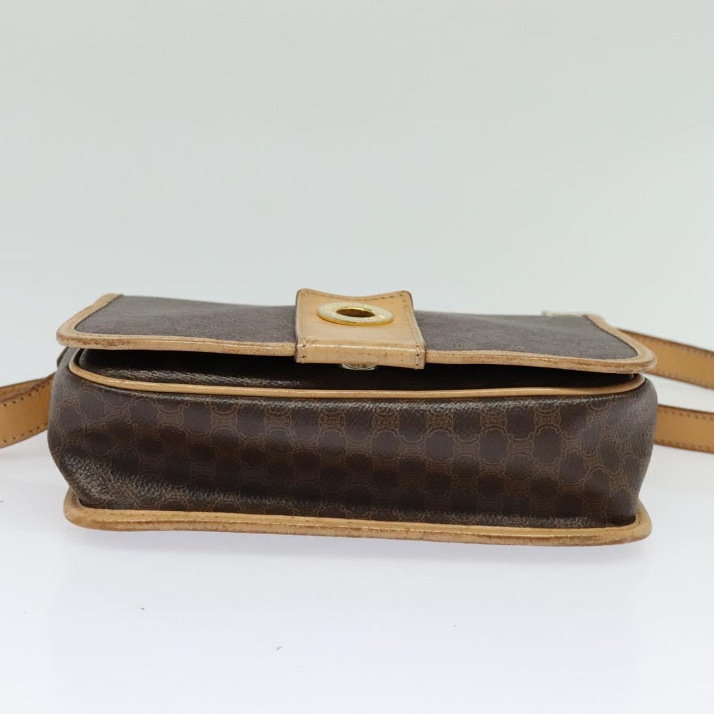 Celine Macadam Shoulder Bag Pvc Leather Brown Canvas Bag