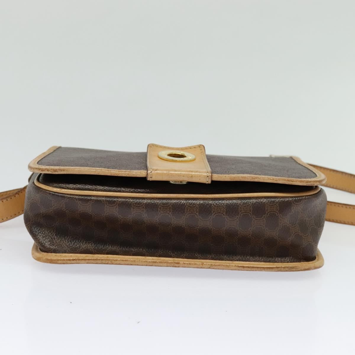Celine Macadam Shoulder Bag Pvc Leather Brown Canvas Bag