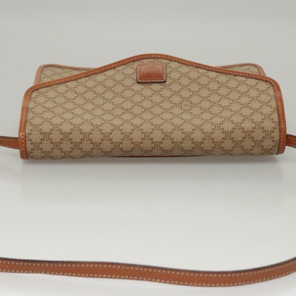 Celine Vintage Macadam Shoulder Bag Canvas And Leather Beige Canvas Shoulder Bag Bag