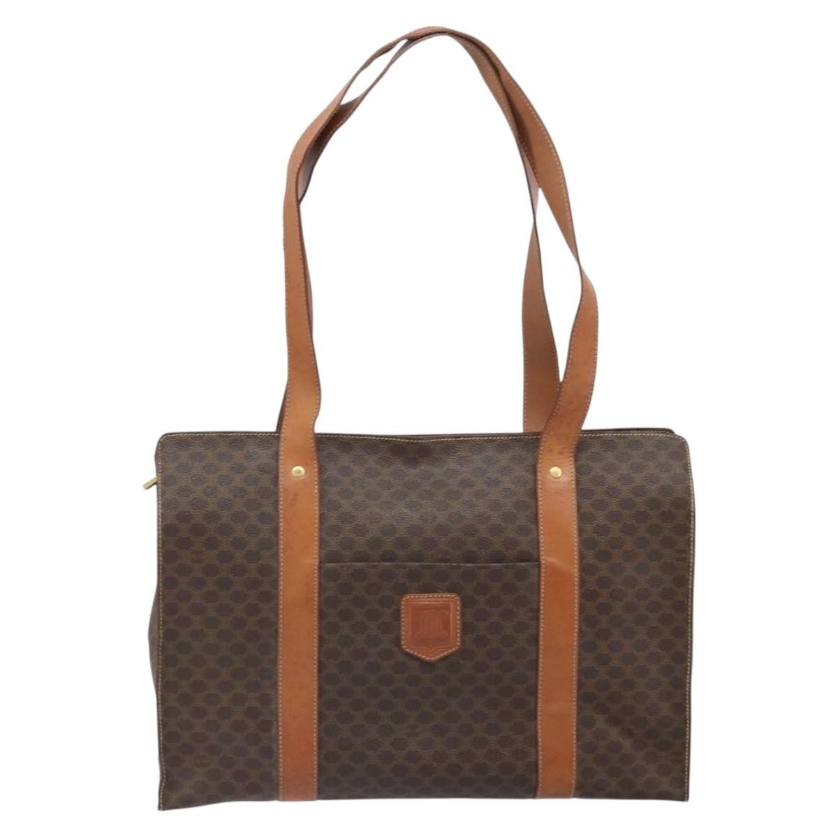 Celine Vintage Macadam Handbag Canvas And Leather Brown Canvas Tote Bag Bag