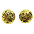 Chanel Vintage Cc Round Clip-On Earrings Metal Gold Gold_Plated Earrings Jewelry