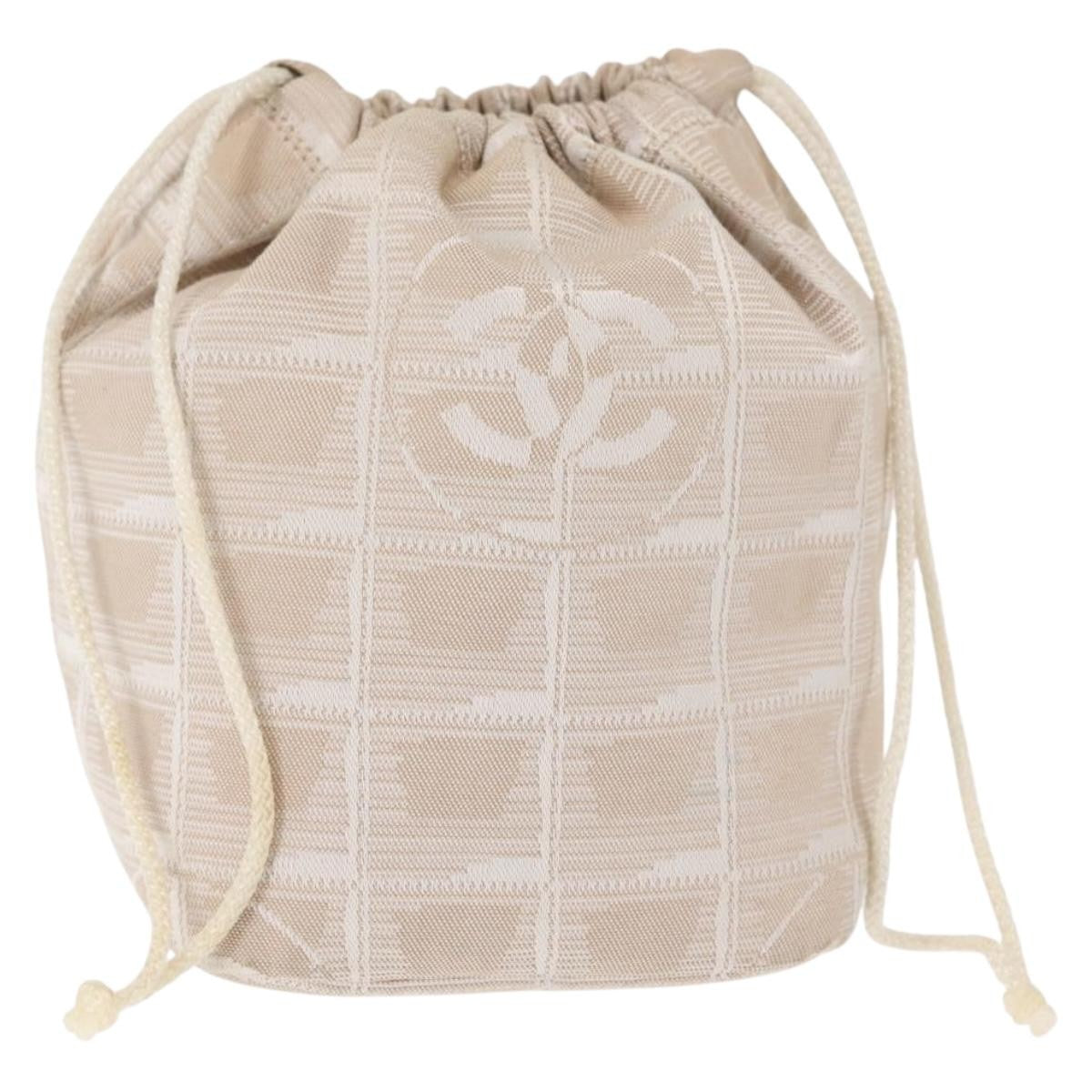 Chanel Travel Line Pouch Nylon Beige Nylon Clutche & Pouche Bag