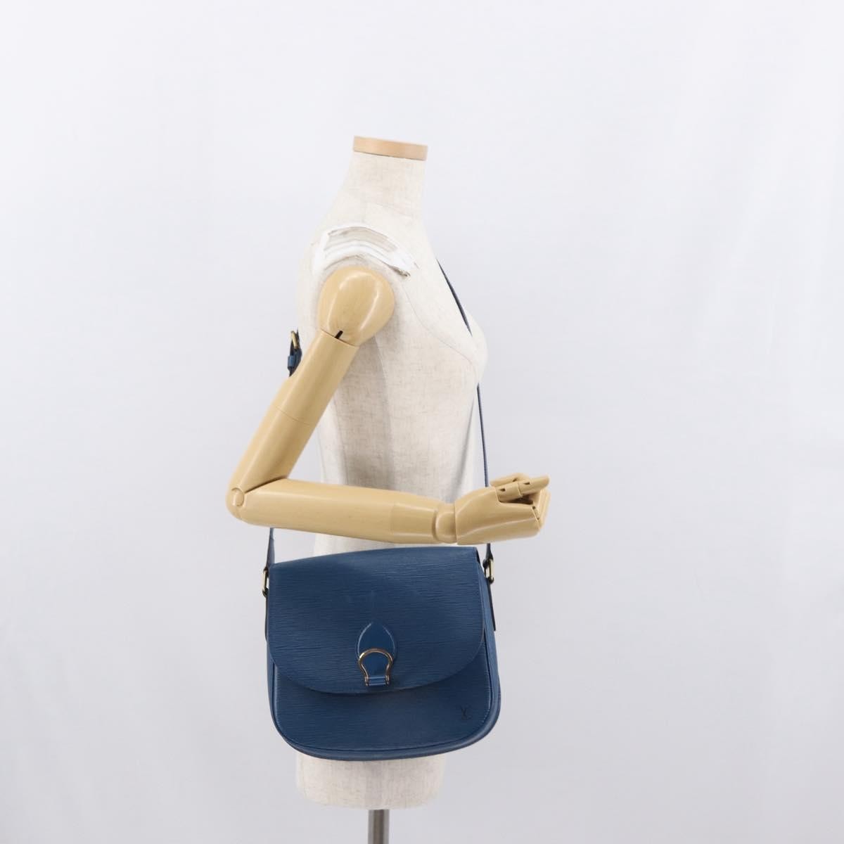 Louis Vuitton Saint Cloud Handbag Epi Leather Blue Leather Shoulder Bag
