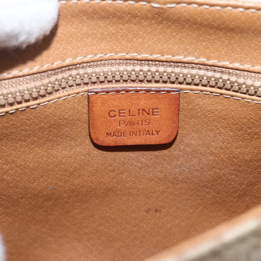 Celine Vintage Macadam Circle Logo Shoulder Bag Canvas And Leather Beige Canvas Shoulder Bag Bag