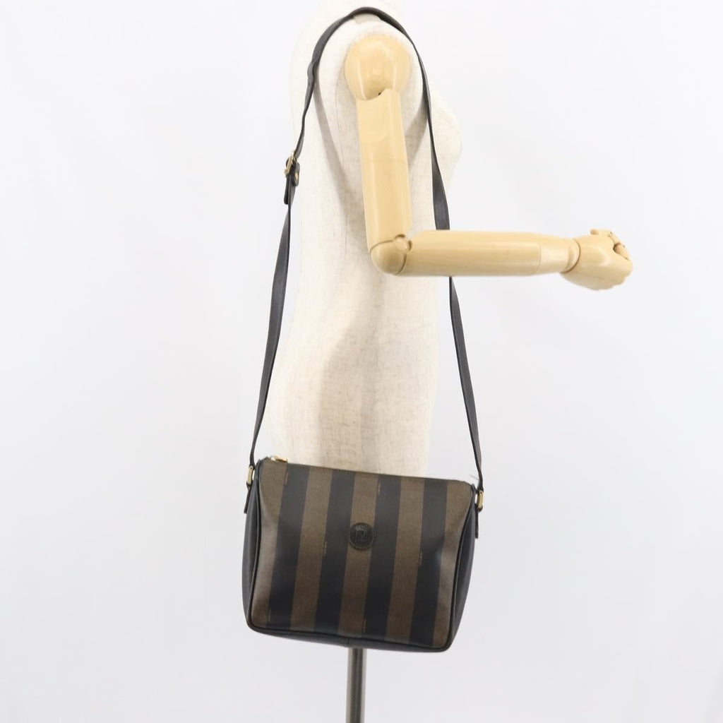 Fendi Vintage Pequin Shoulder Bag Pequin Brown Canvas Shoulder Bag Bag