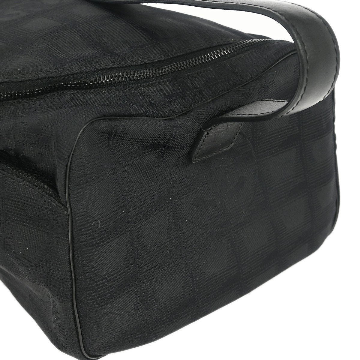 Chanel Travel Line Barrel Bag Nylon Black Nylon Handbag
