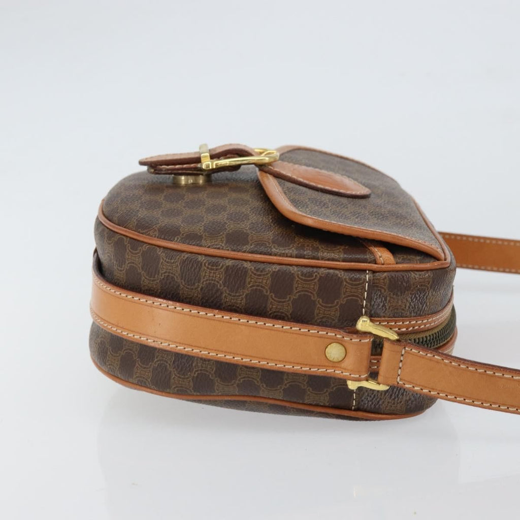 Celine Vintage Macadam Shoulder Bag Canvas And Leather Brown Canvas Shoulder Bag Bag