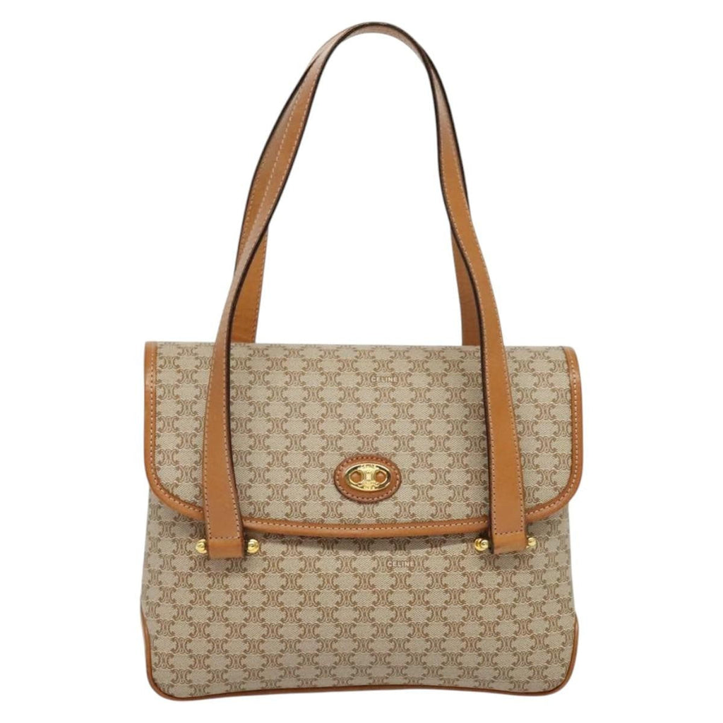 Celine Vintage Macadam Handbag Canvas And Leather Beige Canvas Handbag