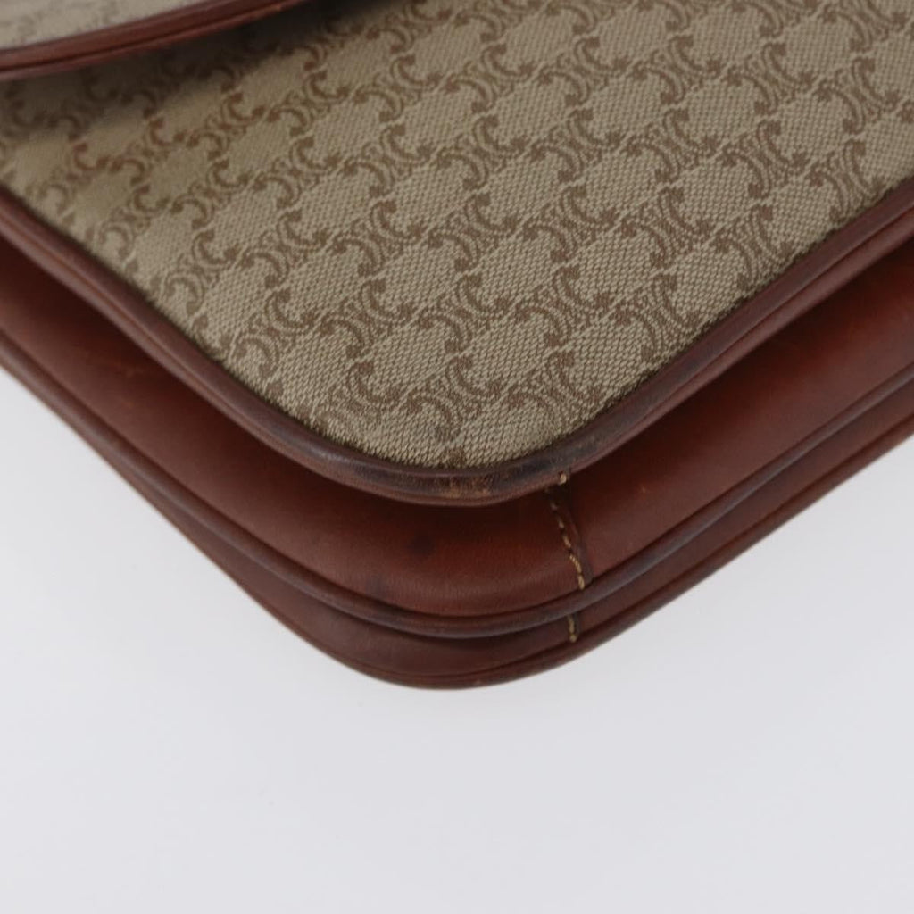 Celine Vintage Macadam Shoulder Bag Canvas And Leather Beige Canvas Shoulder Bag Bag