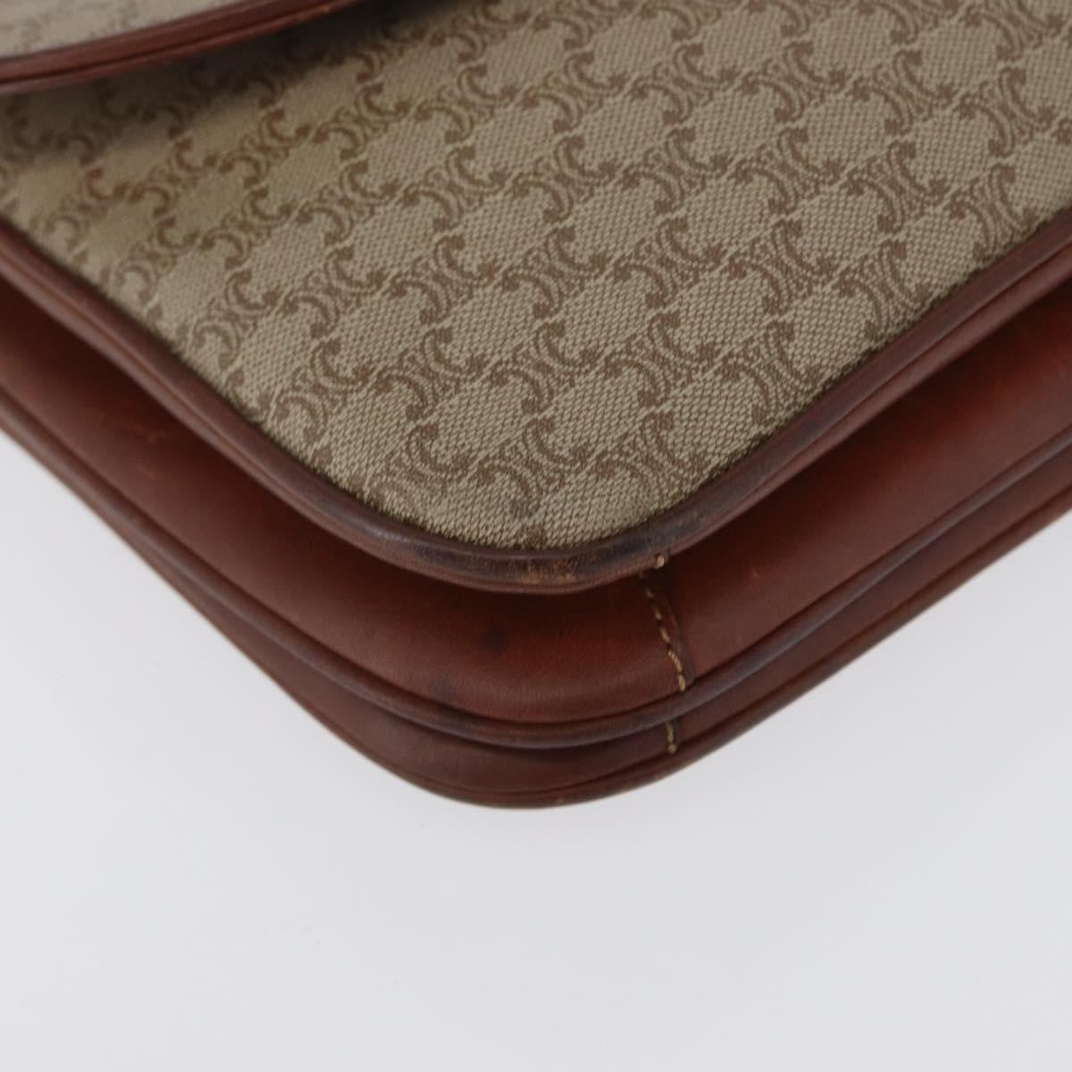 Celine Vintage Macadam Shoulder Bag Canvas And Leather Beige Canvas Shoulder Bag Bag