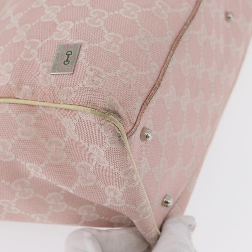 Gucci Web Handle Buckle Tote Gg Canvas Pink Canvas Tote Bag Bag (Pre-Owned)