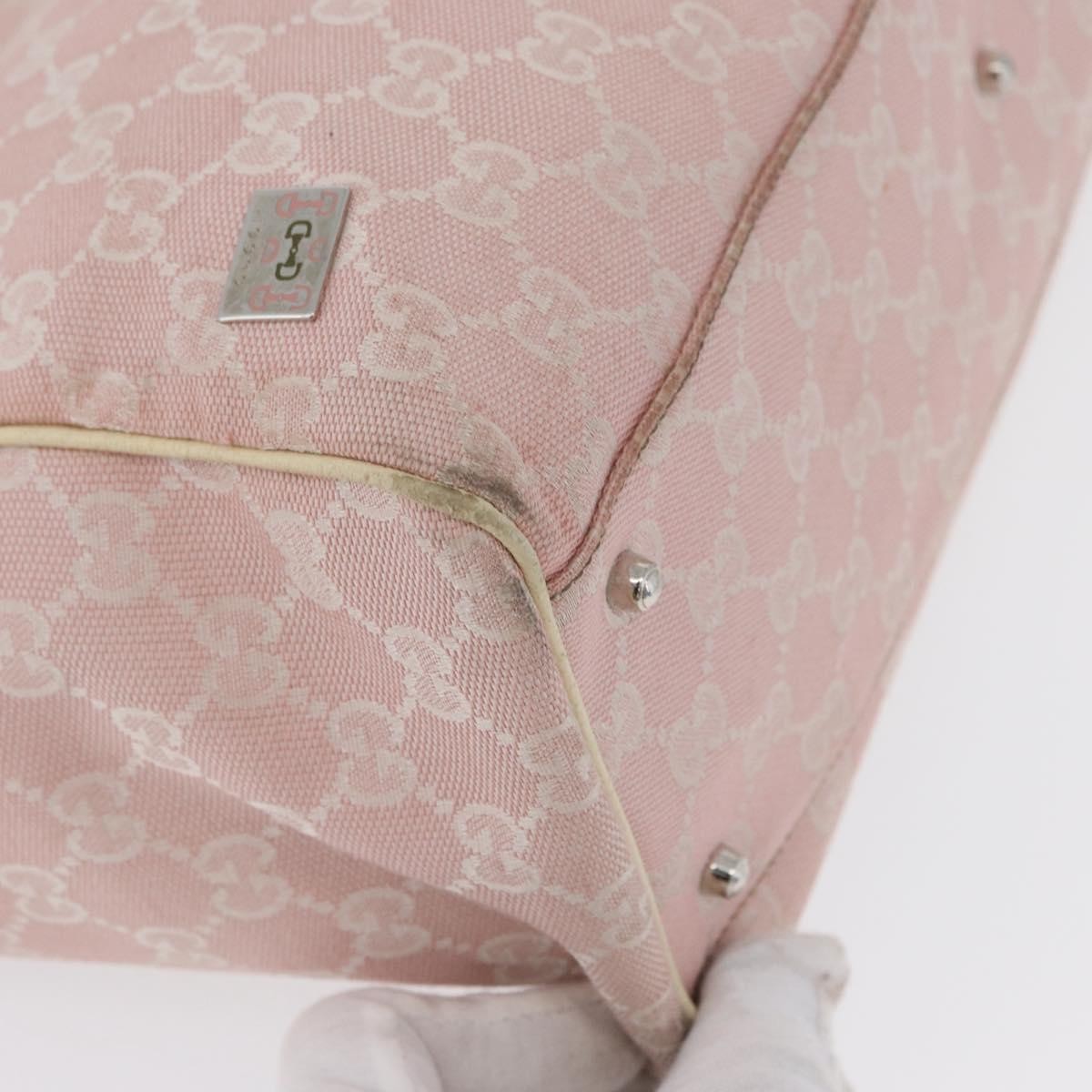 Gucci Web Handle Buckle Tote Gg Canvas Pink Canvas Tote Bag Bag (Pre-Owned)