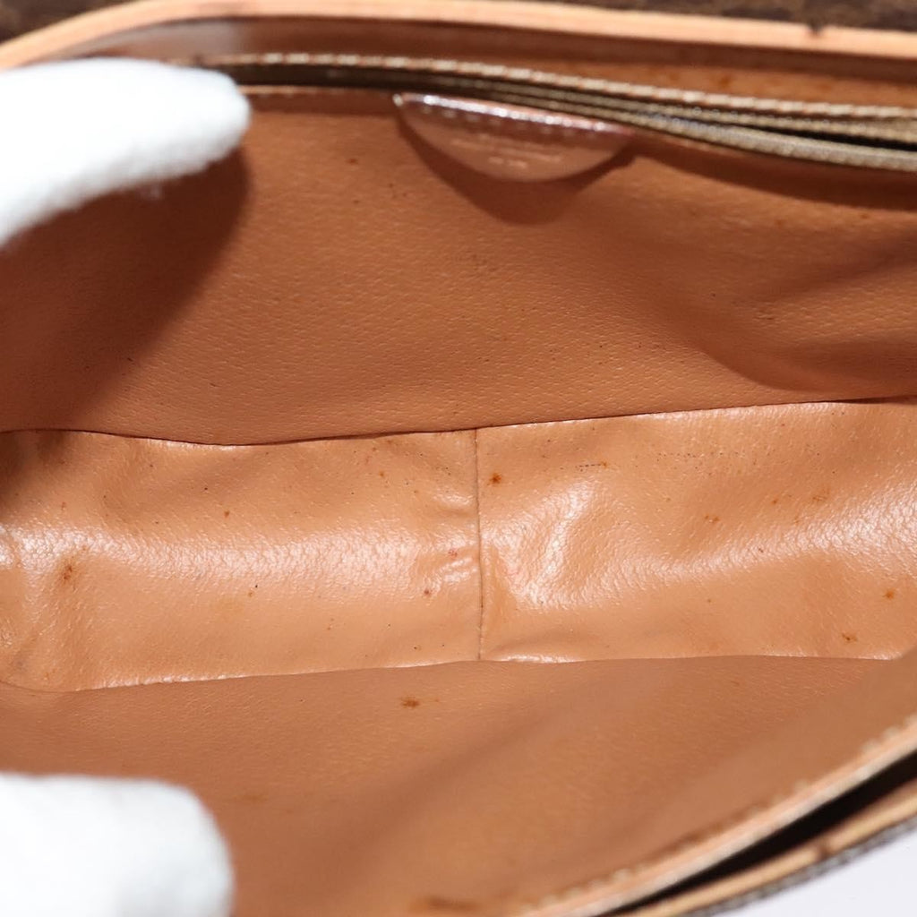 Celine Vintage Macadam Circle Logo Shoulder Bag Canvas And Leather Brown Canvas Shoulder Bag Bag