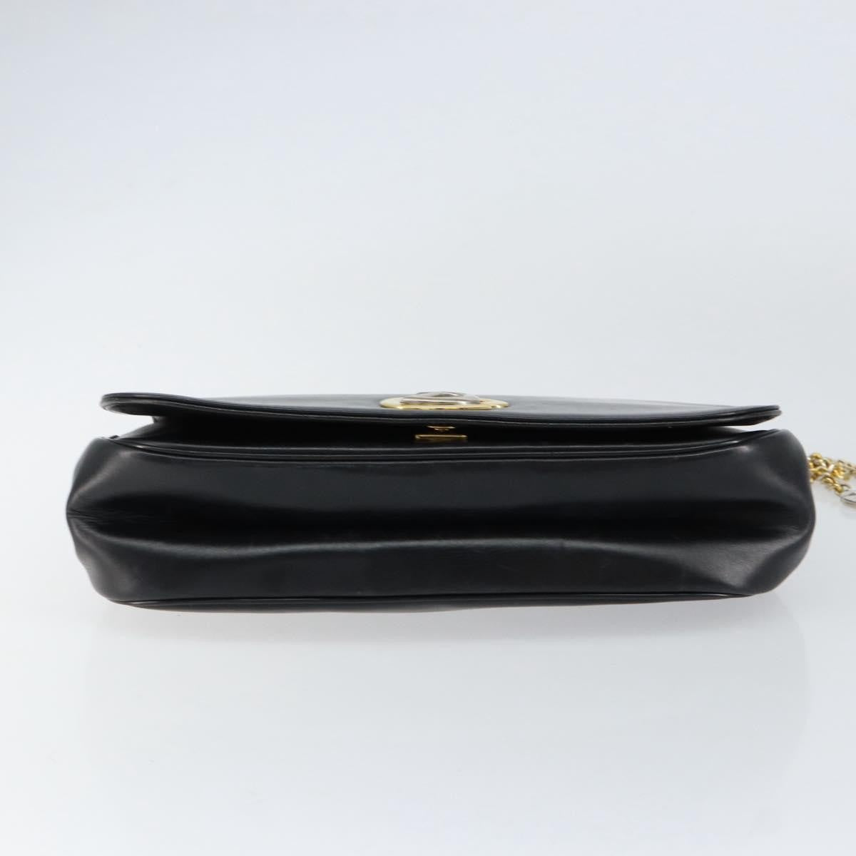 Christian Dior Vintage Chain Flap Shoulder Bag Leather Black Leather Shoulder Bag Bag (Pre-Owned)